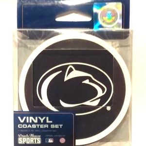 NIB! Four PENN STATE Nittany Lions Vinyl Coasters!